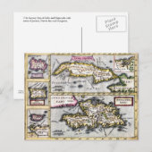 Cuba en Hispaniola Antiek kaart Briefkaart (Voorkant / Achterkant)
