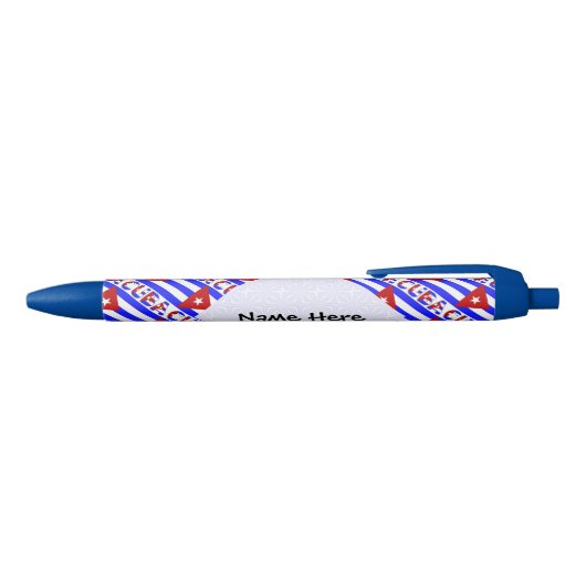 Cuba en Light Blue Cuban Flag met uw naam Zwarte Inkt Pen (Bovenkant)