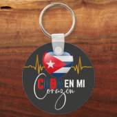 Cuba en Mi corazon Caribbean Cubano Cubana Sleutelhanger (Voorkant)