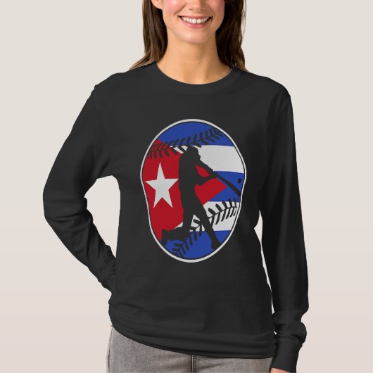Cuba Flag Baseball Hitter Cuban Flag T-shirt (Voorkant)