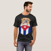 Cuba Flag Bulldog Dog In Pocket T-shirt (Voorkant volledig)