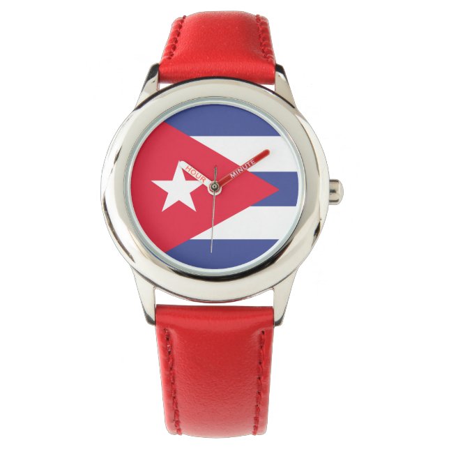 Cuba Flag Emblem Horloge (Voorkant)