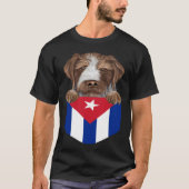 Cuba Flag German Wirehaired Pointer Dog In Pocket T-shirt (Voorkant)