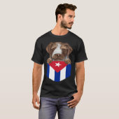 Cuba Flag German Wirehaired Pointer Dog In Pocket T-shirt (Voorkant volledig)