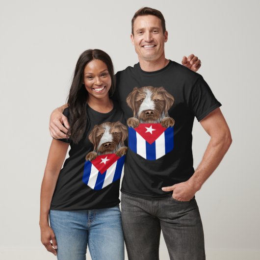Cuba Flag German Wirehaired Pointer Dog In Pocket T-shirt (Unisex)