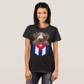 Cuba Flag German Wirehaired Pointer Dog In Pocket T-shirt (Voorkant volledig)