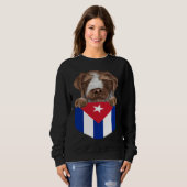 Cuba Flag German Wirehaired Pointer Dog In Pocket Trui (Voorkant volledig)