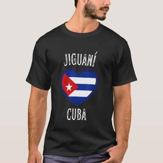 Cuba Flag Heart Jiguani City T-shirt (Voorkant)