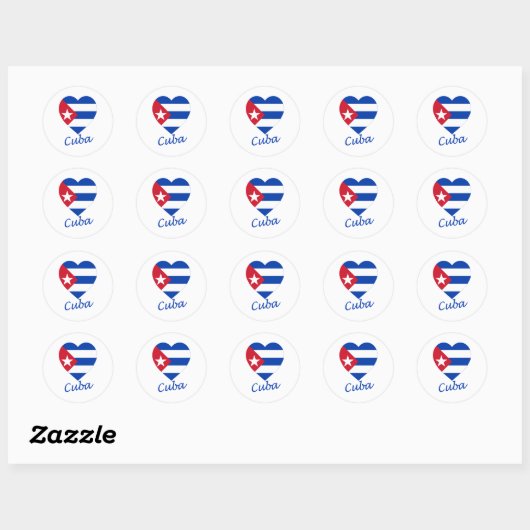 Cuba Flag Heart Ronde Sticker (Vel)
