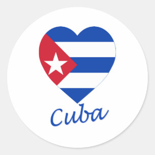 Cuba Flag Heart Ronde Sticker