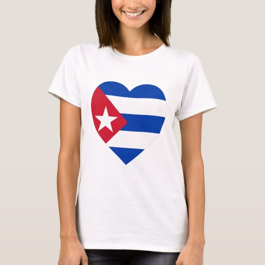 Cuba Flag Heart T-shirt (Voorkant)