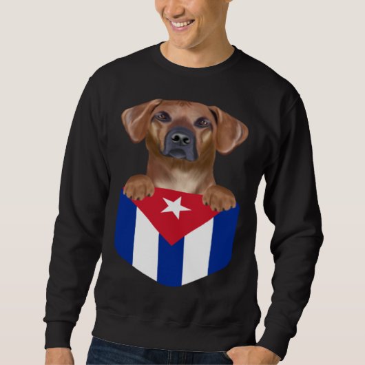 Cuba Flag Rhodesian Ridgeback Dog In Pocket Trui (Voorkant)