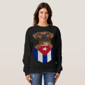 Cuba Flag Rhodesian Ridgeback Dog In Pocket Trui (Voorkant volledig)