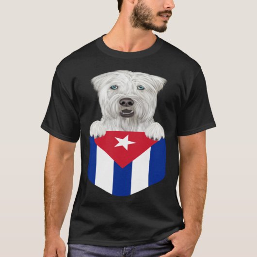 Cuba Flag Soft Coated Wheaten Terrier Dog In Pocke T-shirt (Voorkant)