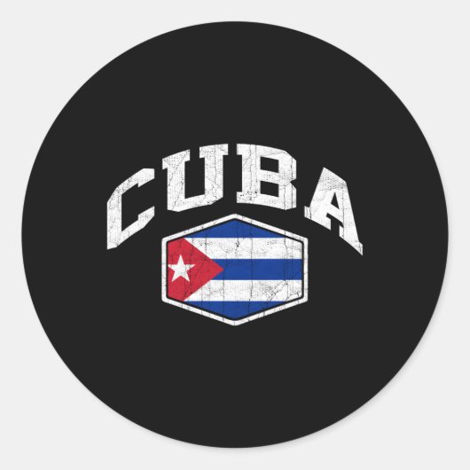 Cuba Flag Throwback Ronde Sticker (Voorkant)