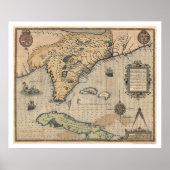 Cuba & Florida Map 1591 Poster (Voorkant)