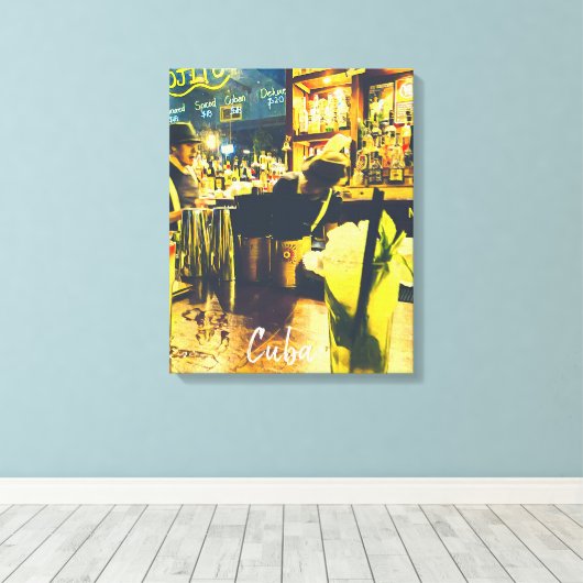 Cuba funky Mojito bar reisprint Canvas Afdruk (Insitu (Houten vloer))