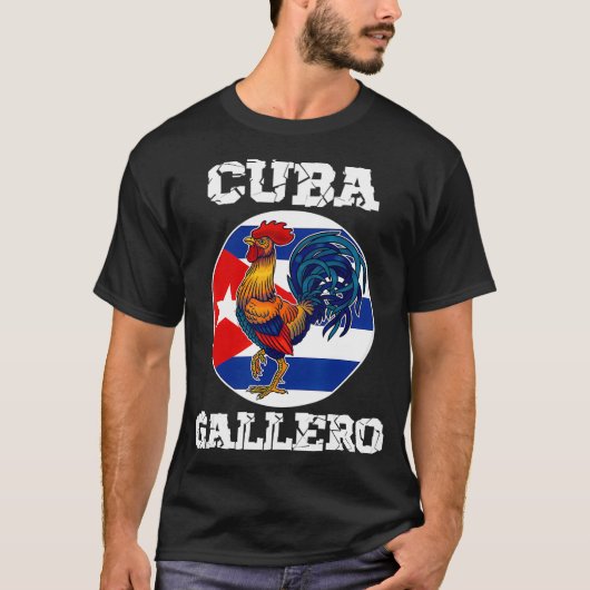 Cuba Gallero Cuban Flag Rooster Cockfighting T-shirt (Voorkant)