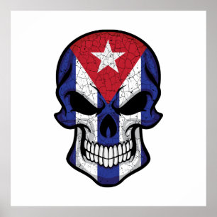 Cuba glimlacht schedelvlag poster