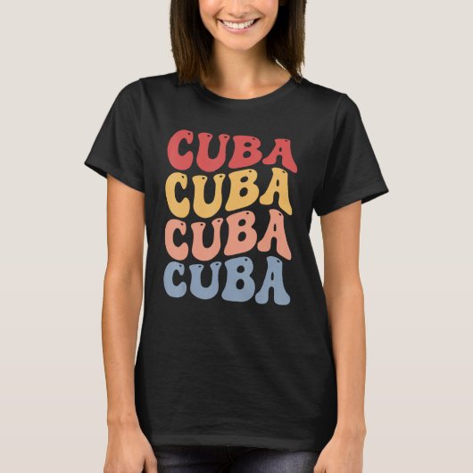 Cuba Groovy Retro Cubaans T-shirt (Voorkant)