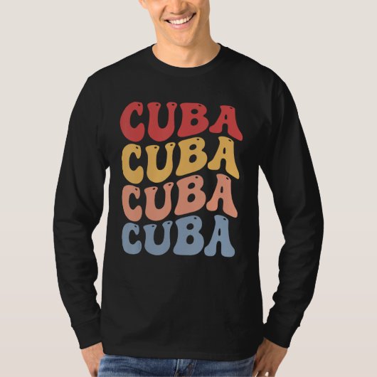 Cuba Groovy Retro Cubaans T-shirt (Voorkant)
