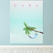 Cuba Hammock vakantie print. Canvas Afdruk (Insitu (Houten vloer))