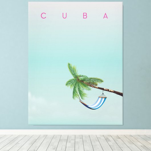 Cuba Hammock vakantie print. Canvas Afdruk (Insitu (Houten vloer))