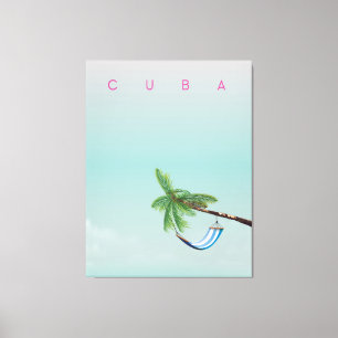 Cuba Hangmat Vintage stijl vakantieprint. Canvas Afdruk