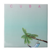 Cuba Hangmat Vintage vakantieprint. Tegeltje (Voorkant)