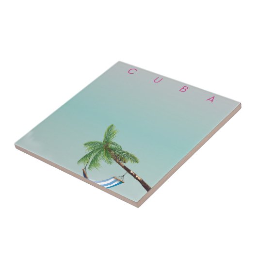 Cuba Hangmat Vintage vakantieprint. Tegeltje (Zijkant)