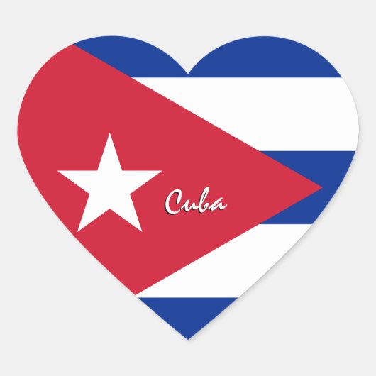 Cuba Hart Sticker, Patriottische Cubaanse Vlag Hart Sticker (Voorkant)