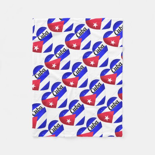 Cuba Hart Vlag Fleece Deken (Voorkant)