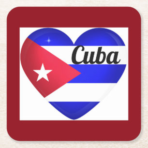 Cuba Hart Vlag Kartonnen Onderzetters