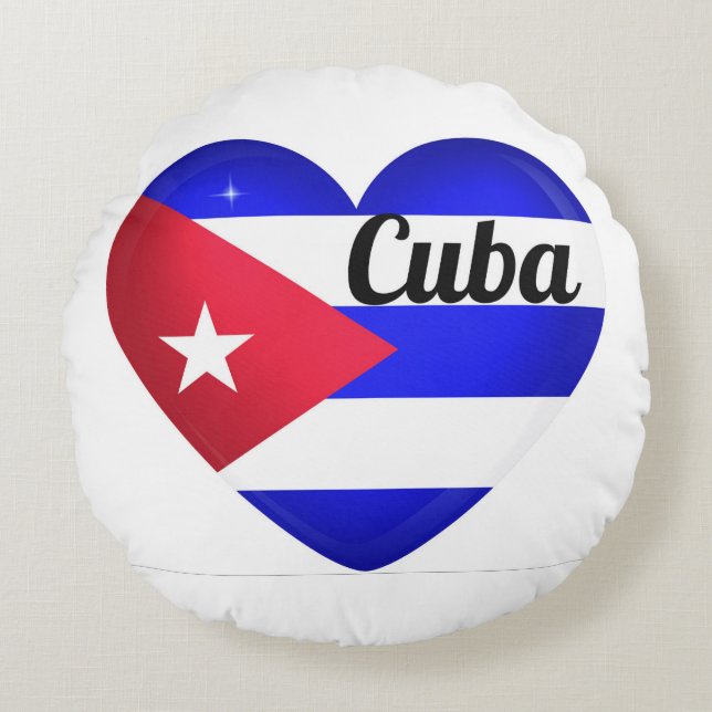 Cuba Hart Vlag Rond Kussen (Voorkant)