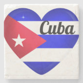 Cuba Hart Vlag Stenen Onderzetter (Voorkant)