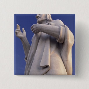 Cuba, Havana, Beeldhouwwerk van Jezus. Vierkante Button 5,1 Cm