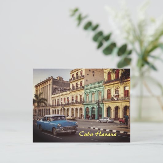 Cuba Havana  Classic Car Cityscape Briefkaart (Staand voorkant)
