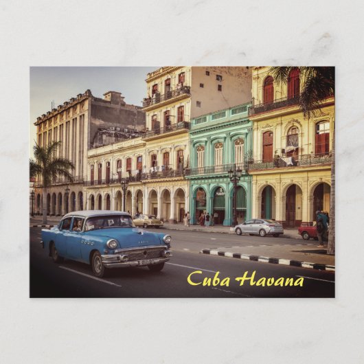 Cuba Havana Classic Car Cityscape Feestdagenkaart (Voorkant)