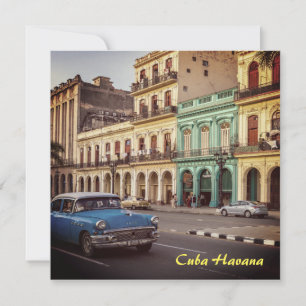 Cuba Havana  Classic Car Cityscape Feestdagenkaart