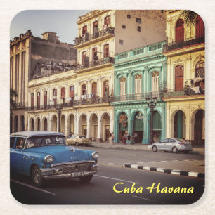 Cuba Havana  Classic Car Cityscape Kartonnen Onderzetters