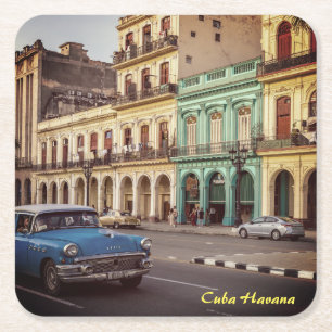 Cuba Havana  Classic Car Cityscape Kartonnen Onderzetters