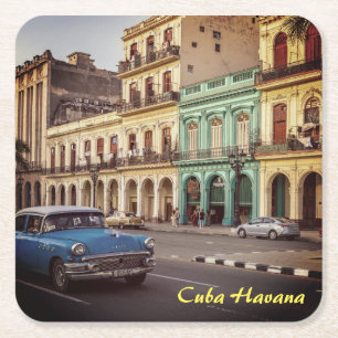 Cuba Havana Classic Car Cityscape Kartonnen Onderzetters