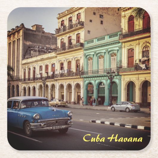 Cuba Havana  Classic Car Cityscape Kartonnen Onderzetters (Voorkant)