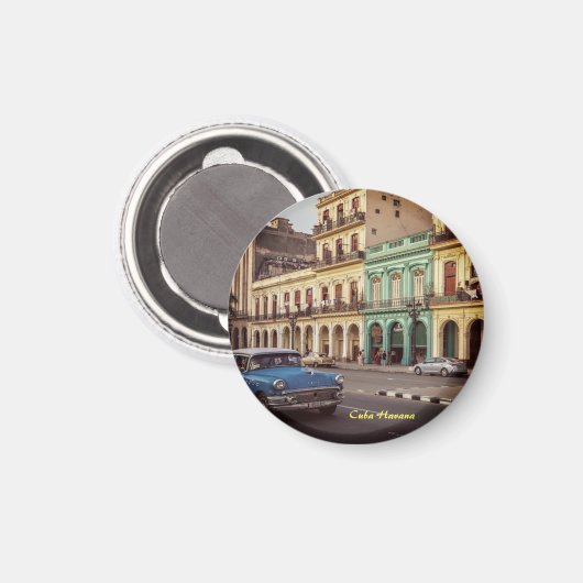 Cuba Havana  Classic Car Cityscape Magneet (Voorkant / Achterkant)