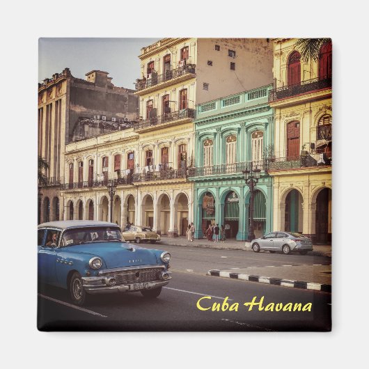 Cuba Havana  Classic Car Cityscape Magneet (Voorkant)