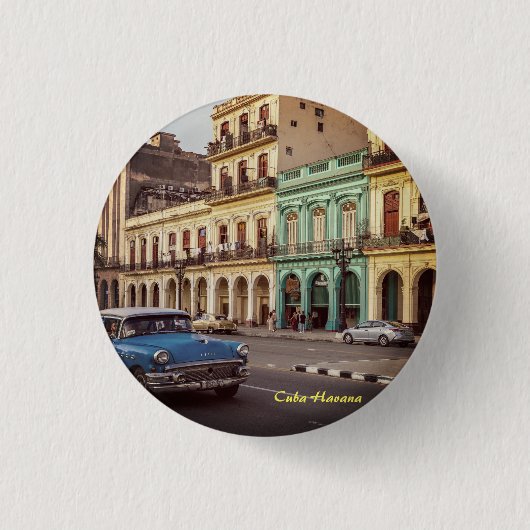 Cuba Havana Classic Car Cityscape Ronde Button 3,2 Cm (Voorkant)