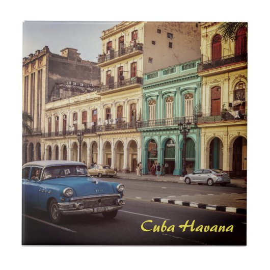 Cuba Havana  Classic Car Cityscape Tegeltje (Voorkant)