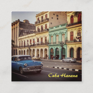 Cuba Havana  Classic Car Cityscape Vierkante Visitekaartje