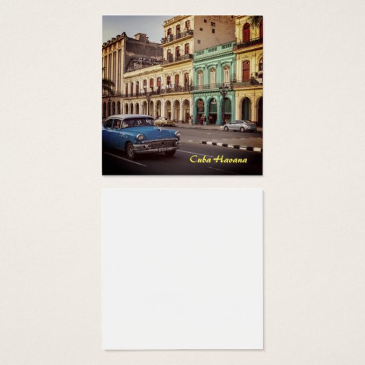 Cuba Havana  Classic Car Cityscape Vierkante Visitekaartjes (Voorkant /achterkant)