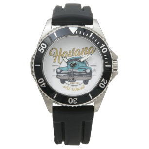Cuba Havana Cuban Old Car Beach Travel Gift Horloge